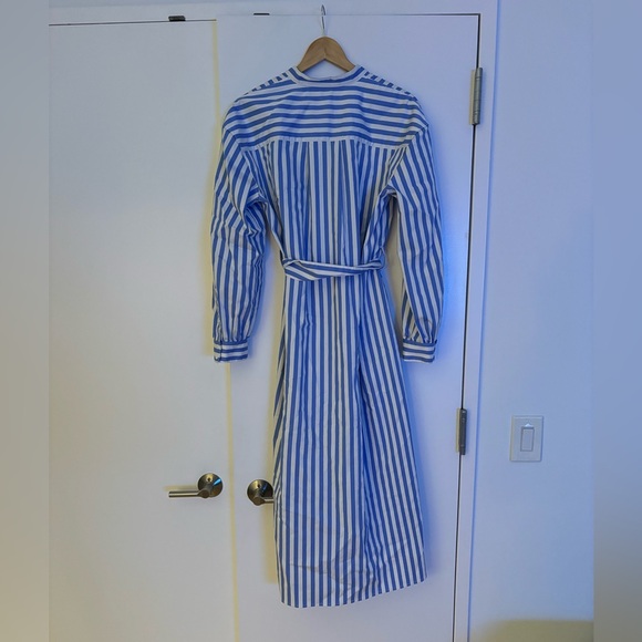 Club Monaco Half Placket Striped Midi Dress, Blue/Multi - Picture 4 of 7